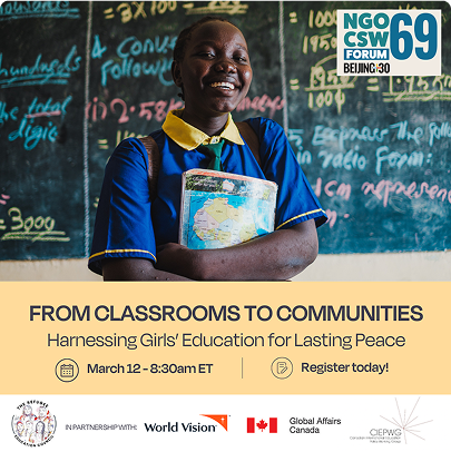 From Classrooms to communities harnessing girls education for lasting peace sponsored by World Vision Canada.